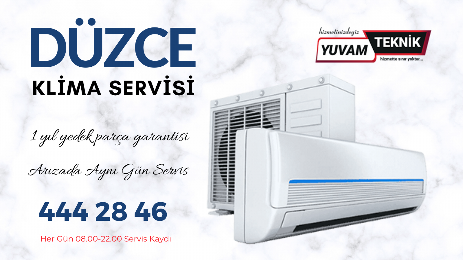 Düzce Klima Servisi her marka ve model de olan klimalarınızın tamir ve bakımını yapmaktadır servisimizden klima bakım hizmeti almak için 444 28 46 telefon numaralarımızdan arayarak bizleri arayabilirsiniz. Klima periyodik bakımlarını senede 2 kez yaptıran müşterilerimiz uygun fiyatlarımızdan yararlanarak servis hizmeti almaktadır. Klimalarda en çok görülen arızalar şunlardır; Klima servis uzmanları klimalarınızın en çok  karşılaştığı durumları şöyle aktarmaktadır. Sizlerde bu arızlarla karşılaşmaktaysanız bizleri arayabilirsiniz.  klimanız hava üflemiyor, klimanızın hava üflemesinde bir problem olduğunu düşünüyorsanız  soğutucu seviyelerin analiz edilmesi gereklidir. ya da suyun doğru şekilde boşalmaması işlemi kısıtlayabilir. Fan çalışmıyor klimalarınızın fanının dönmemesinin bir nedeni yanmış olmasıdır bu durumda fan değişikliği olması gereklidir. Klimalarda nem daha fazla yoğuşmaya neden olabilir. Bu nedenle izlenmesi gereken ikinci bir sorun suyun doğru bir şekilde boşalmamasıdır ya da boşaltma işlemi kısıtlanmasıdır. Arızayı tespit ettikten sonra servisimizi arayarak usta talebinde bulunabilirsiniz. Soğutma düzgün çalışmıyorsa, Sistem kısa devre yapıyorsa servisimizi 444 28 46 telefon numaralarımızdan arayabilirsiniz.